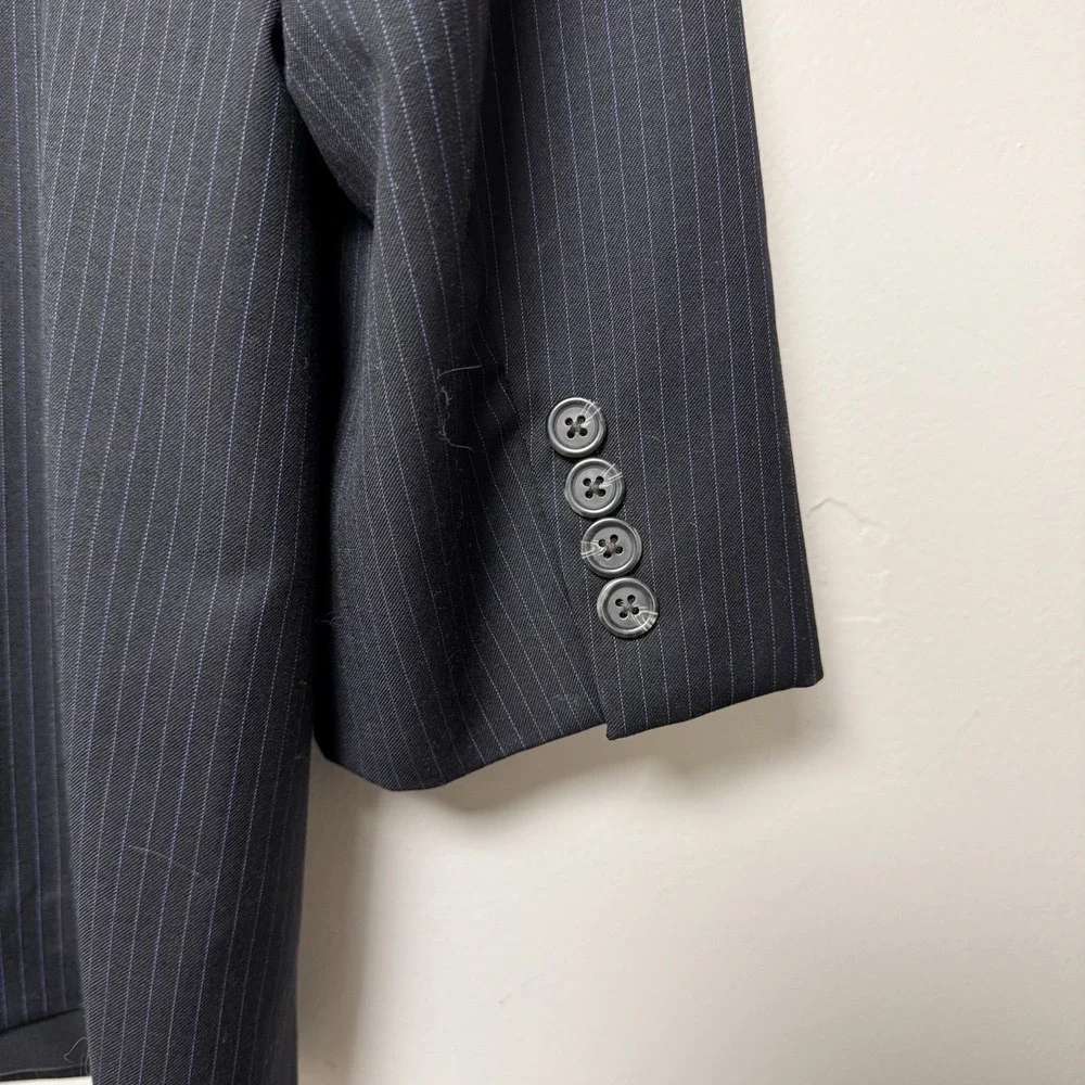 LAUREN RALPH LAUREN Blazer Men's Size 44R Navy Blue Plaid Wool Preppy‎ Tradition